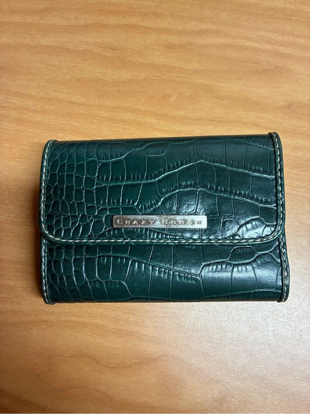 Crazy Horse Embossed Green Croc Wallet